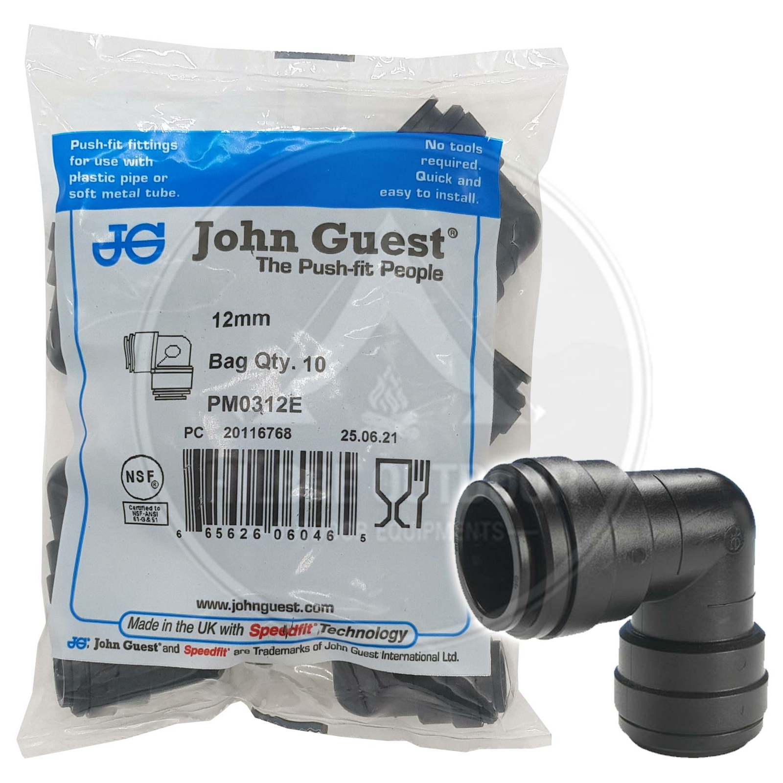 John Guest Speedfit 12 Mm Push-Fit Union Elbow - Pm0312e - Image 2
