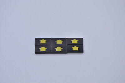 LEGO 6 x Fliese 1x2 bedruckt schwarz Black Tile 1x2 with Groove Arrow 3069bp21