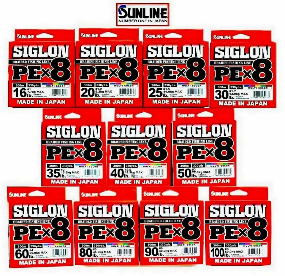 SUNLINE SIGLON PE X8 330 Yd 300 M Corde De Pêche Tressée Multicolore Japon - Photo 1/4