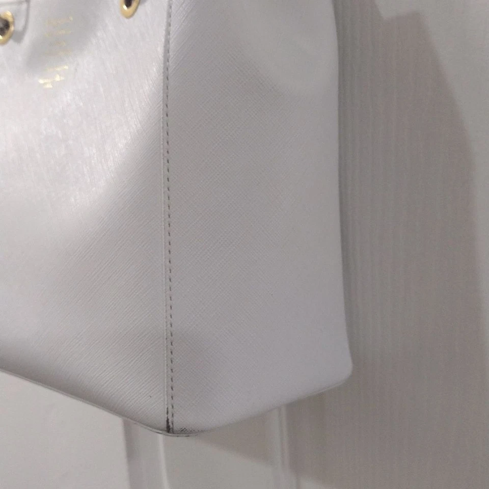 Samantha Thavasa Deluxe белая кожаная наплечная сумка - 2 Cptmts - магнитная застежка - Изображение 3 из 4