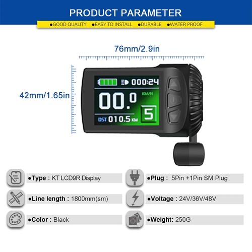 Electric Bike LCD9R LCD Display 24V 36V 48V Intelligent Control Panel - Picture 2 of 16