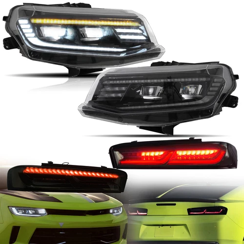 VLAND LED Headlights +LED Tail Lights For 6th Gen Camaro 2016-2018 Sequential - Picture 1 of 21