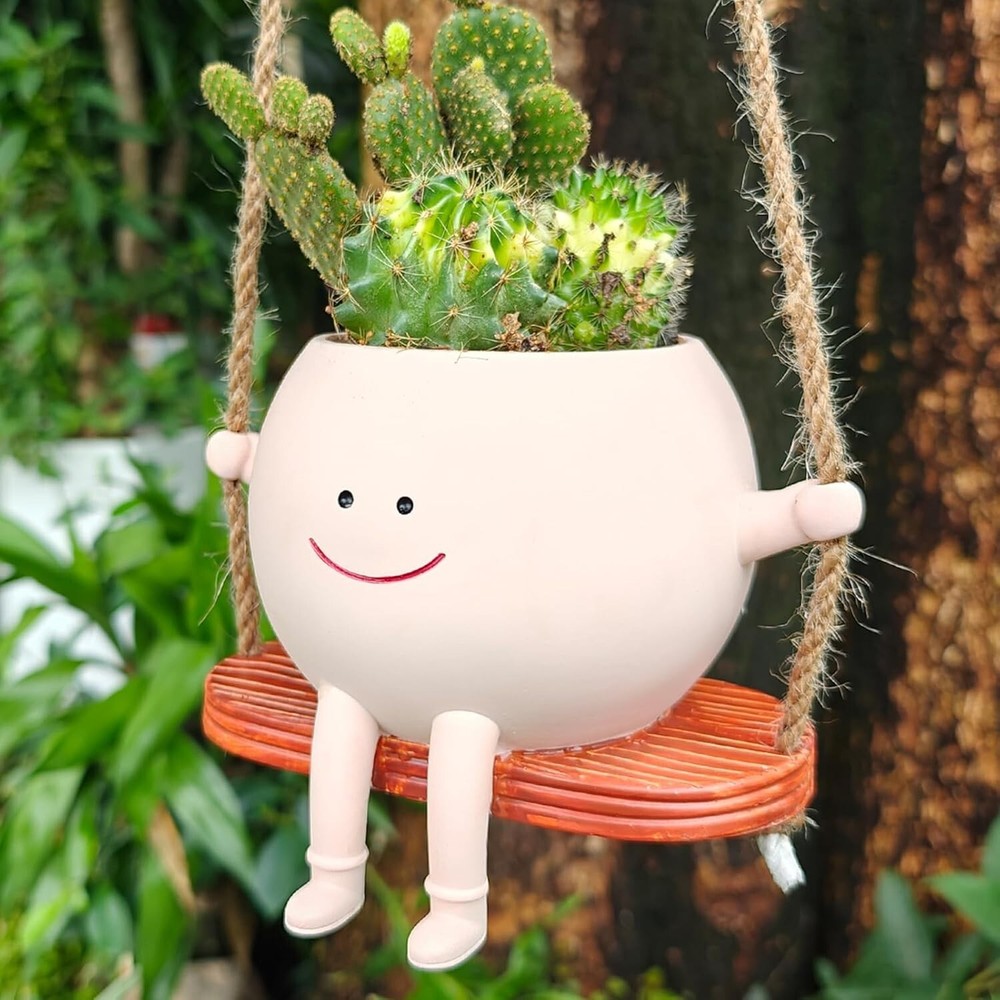 Cute Swing Planter Pot Hanging Succulent Flower Plants Pots Basket Garden Decor