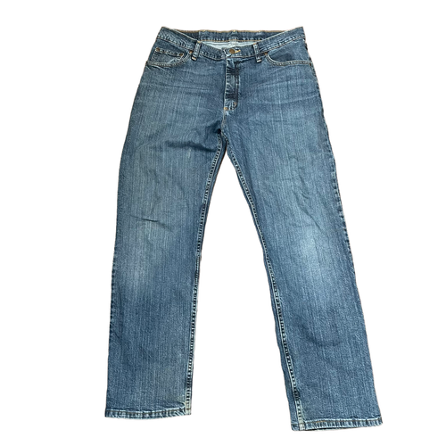 Wrangler Mens Jeans Size 36X31 (Tag 36X30) Blue Denim Straight Leg Stretch Blend