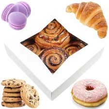 8X8 Bakery Box with Window | White 25 PCS | Bakery Box 8x8 Bakery Boxes 8x8 