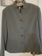Charter Club Petite Mock Neck Blazer Jacket Size 12p Olive 100% Silk New