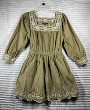 Madewell Embroidered Corduroy Square-Neck Mini Dress Women's S Cottagecore *Flaw