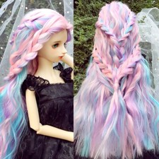 1/3SD 1/4MSD BJD Doll Wig Rainbow Colorful Long Curly Hair Fairy Cosplay Wigs