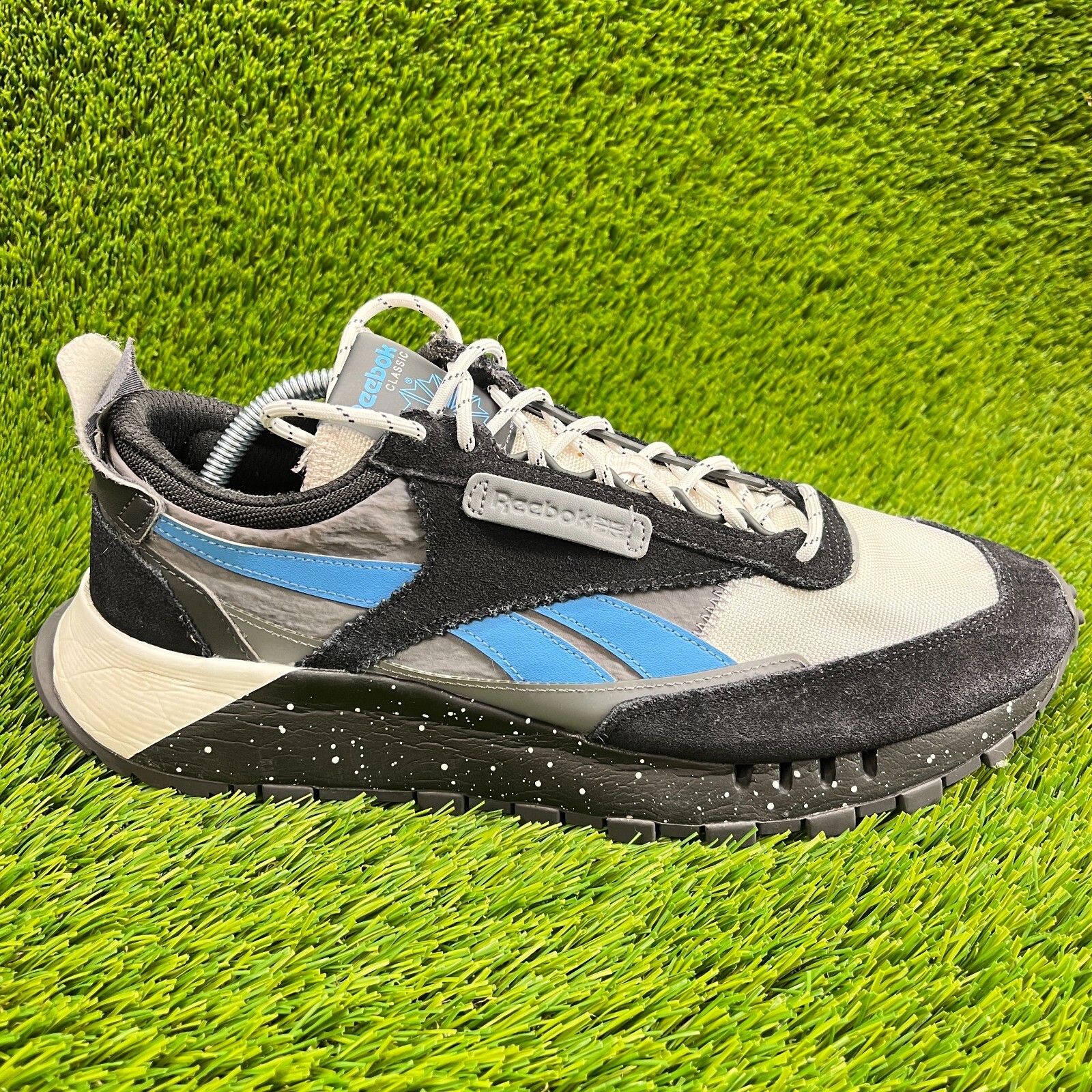 Reebok Classic Leather Legacy Mens Size 11.5 Black Blue Athletic Shoe Sneakers