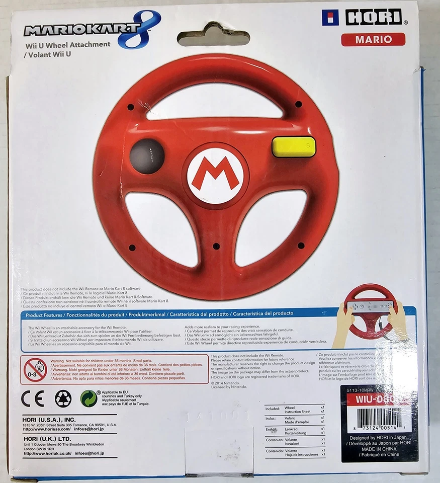 Hori Mario Kart Racing Wheel - WII U, Red, In Box (Tested & Working) - Image 4 of 4