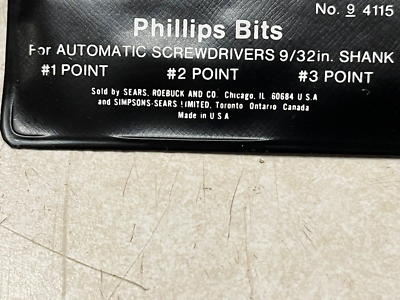Vintage Craftsman USA No. 9 4115 Phillips Bits In original package