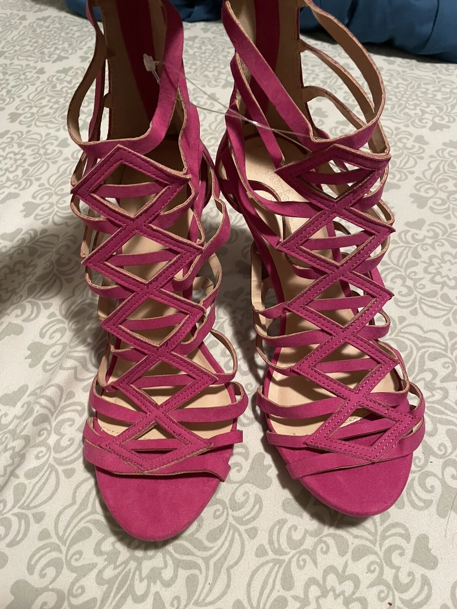 Burgundy caged shop heels