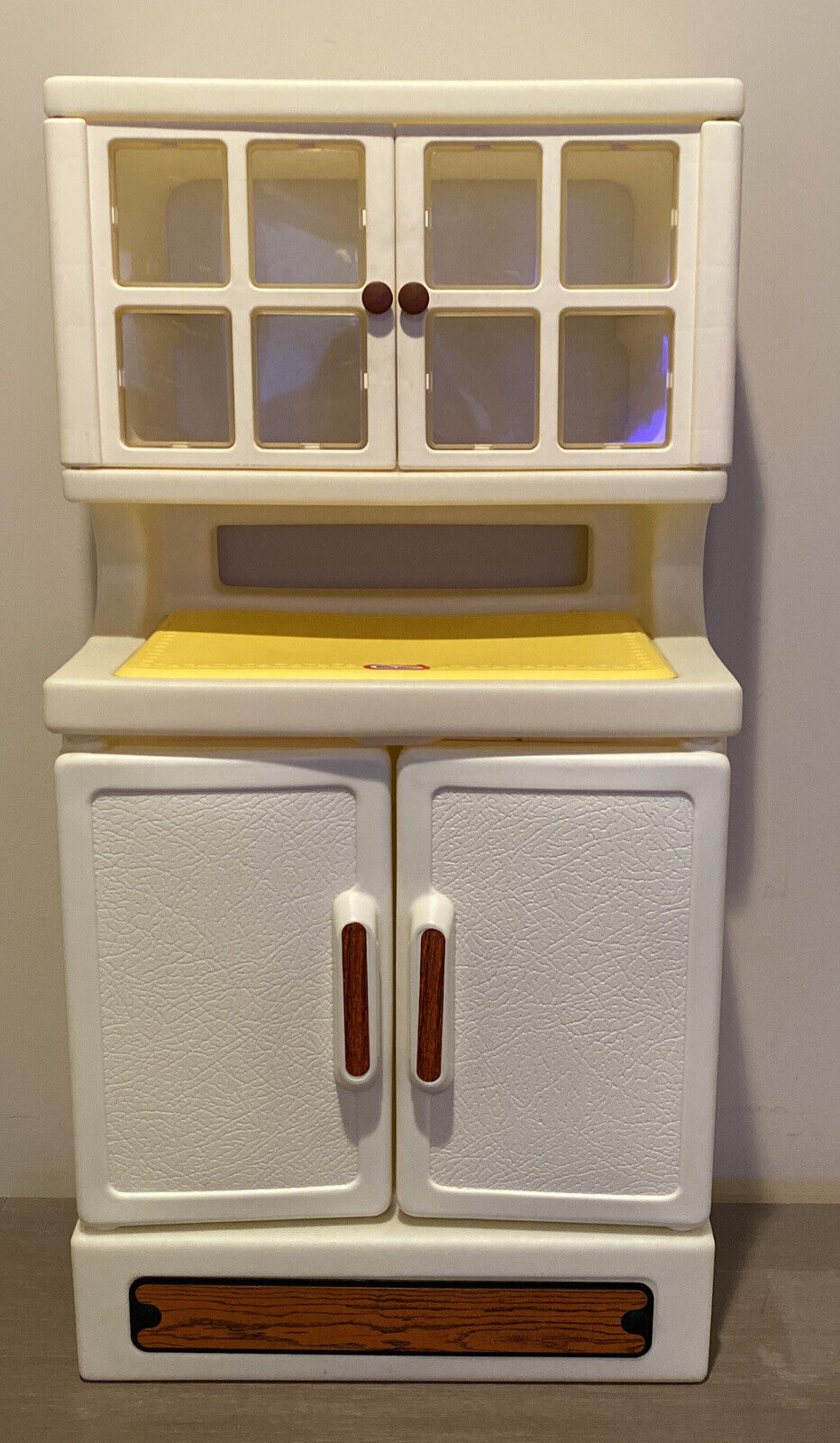 Little Tikes Child Size Kitchen Cabinet Hutch Pantry Yellow White USA Vintage