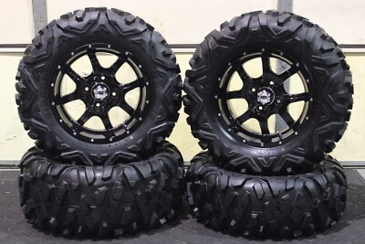 GRIZZLY 660 26'' BIGHORN RADIAL ATV TIRE & 14'' COBRA BLK WHEEL KIT IRS1CA M917