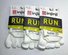 INJINJI 3 Pairs Men's Lightweight Running No Show Toe Socks White Size XL