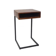 24 Gold And Natural Solid Wood Square End Table