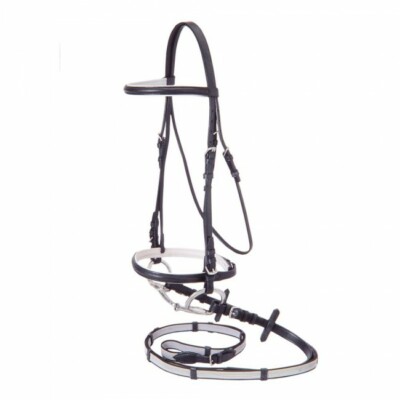 Silver Fox Black Leather Full Size Padded Snaffle Bridle W/Super Grip Rein 20-99