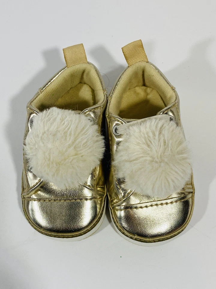 Baby Girl Shoes Size 6-9 Months Soft Gold Holiday Blue Sandals Bow Summer Infant - Image 2 of 4