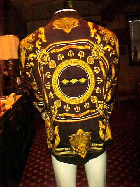 VINTAGE CREME DE SILK UNISEX MEDUSA DESIGN SILK SHIRT WOMEN'S