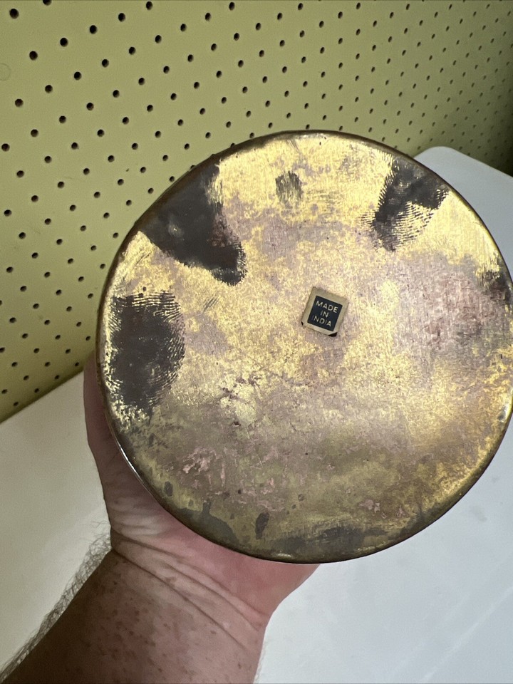 Vintage "English Breakfast" Tea Caddy Round. Embossed Brass eBay