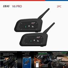 EJEAS V6 Pro Motorcycle Bluetooth Headset Upgraded 2 Riders Intercom Helmet 2Pc