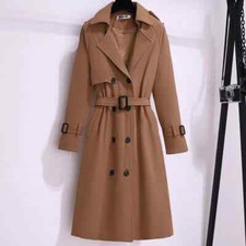 Giacca Trench Spolverino Donna Grigio Marrone Slim Lungo Cintura Elegante 54088