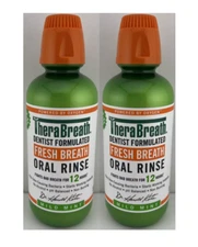 TheraBreath Fresh Breath Mouthwash MILD MINT, Alcohol-Free, 16oz Ea - 2 PACK