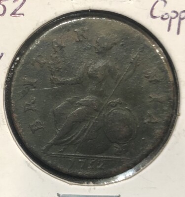 1752 Great Britain 1/2 Cent Copper Coin-George II-KM#579.2