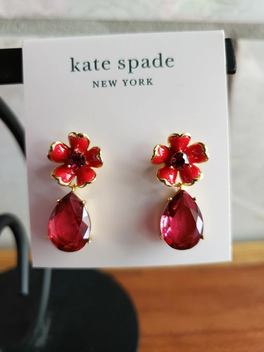 Red Flower Beaded Earrings