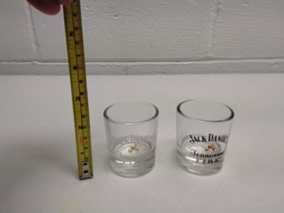 Jack Daniel's Tennesee Fire Whiskey Shot Glasses Set of 2 Clear Glass