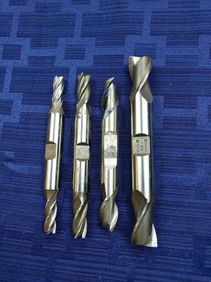 1/4, 5/16, 3/8, 1/2 Inch Double Square End Mills Lot Of 4, 2 & 4 Flute