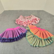 Build-A-Bear Workshop Tutu Skirt Lot 3pc Pink Metallic Rainbow Glitter Purple