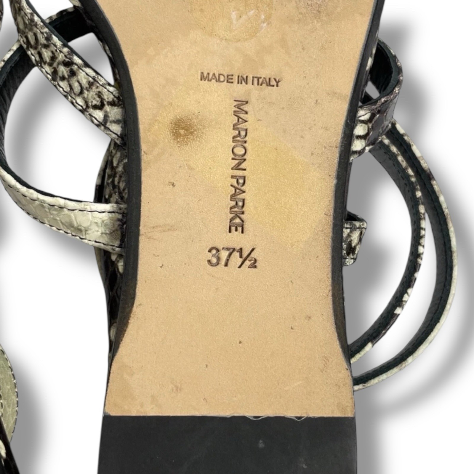 Marion Parke Harvey Python Leather Gladiator Sand… - image 9