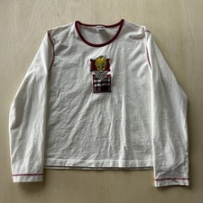 Vintage Warner Bros Studio Store Shirt Womens L White Tweety Ringer Long Sleeve