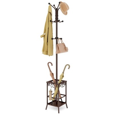 Hoctieon Coat Rack Freestanding, Coat Tree with Umbrella Holder, Metal Coat R...