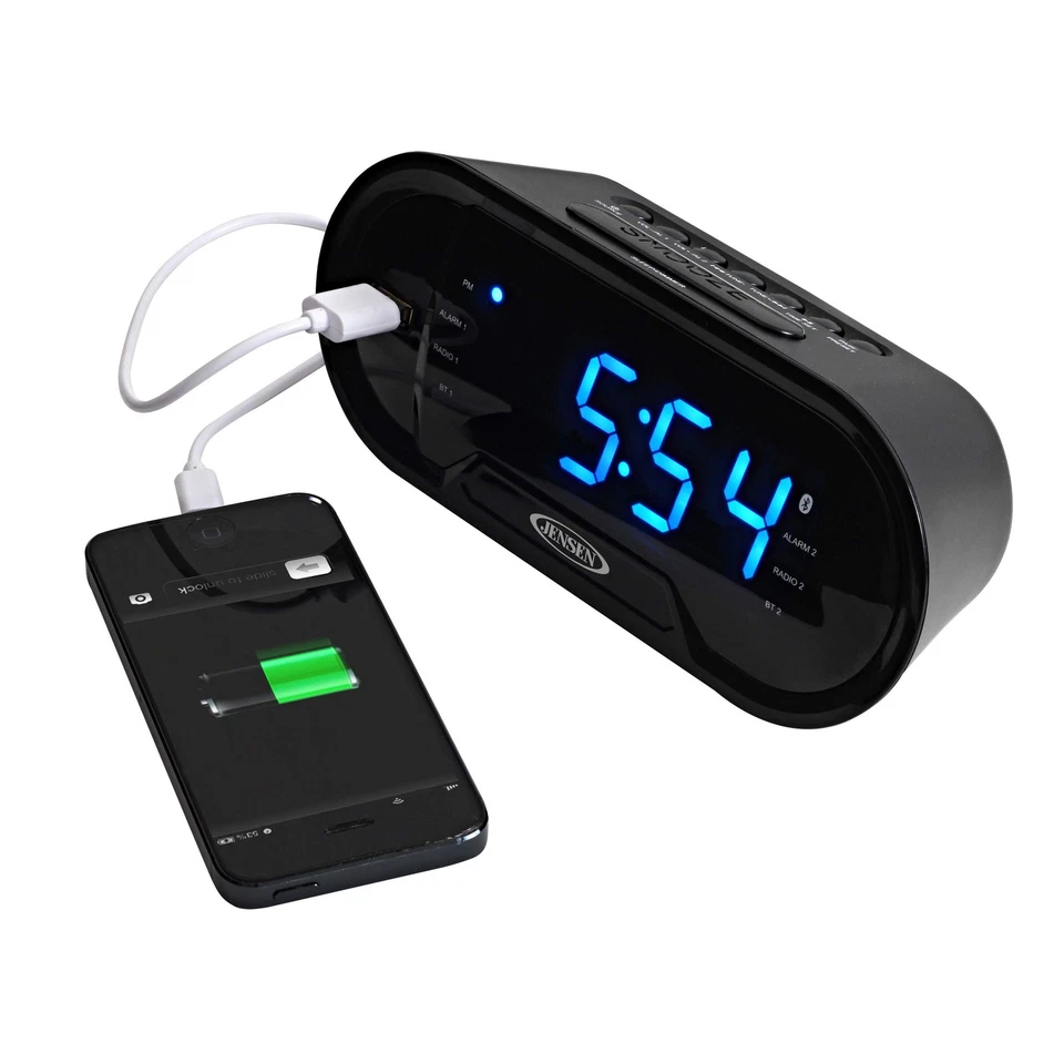 Jensen JCR-298 JCR-298 AM/FM Dual-Alarm Digital Clock Radio with Bluetooth - Image 4 of 4