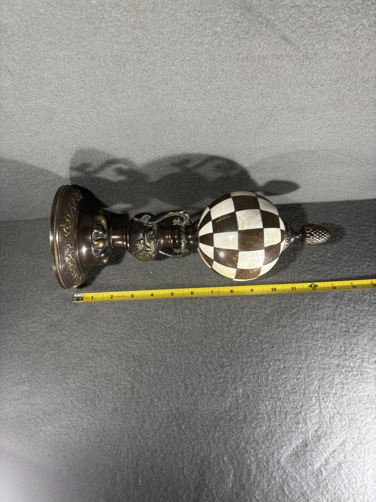 Vintage Antler Bone Globe Finial Decor Pair