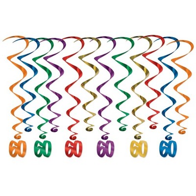 Beistle '60' Whirls - 12 Piece - Birthday-Age Specific | Party Supply