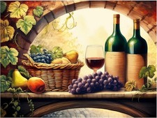 Tile Mural Wine Themed Tuscany Vineyard Kitchen Wall Backsplash Marble Ceramic