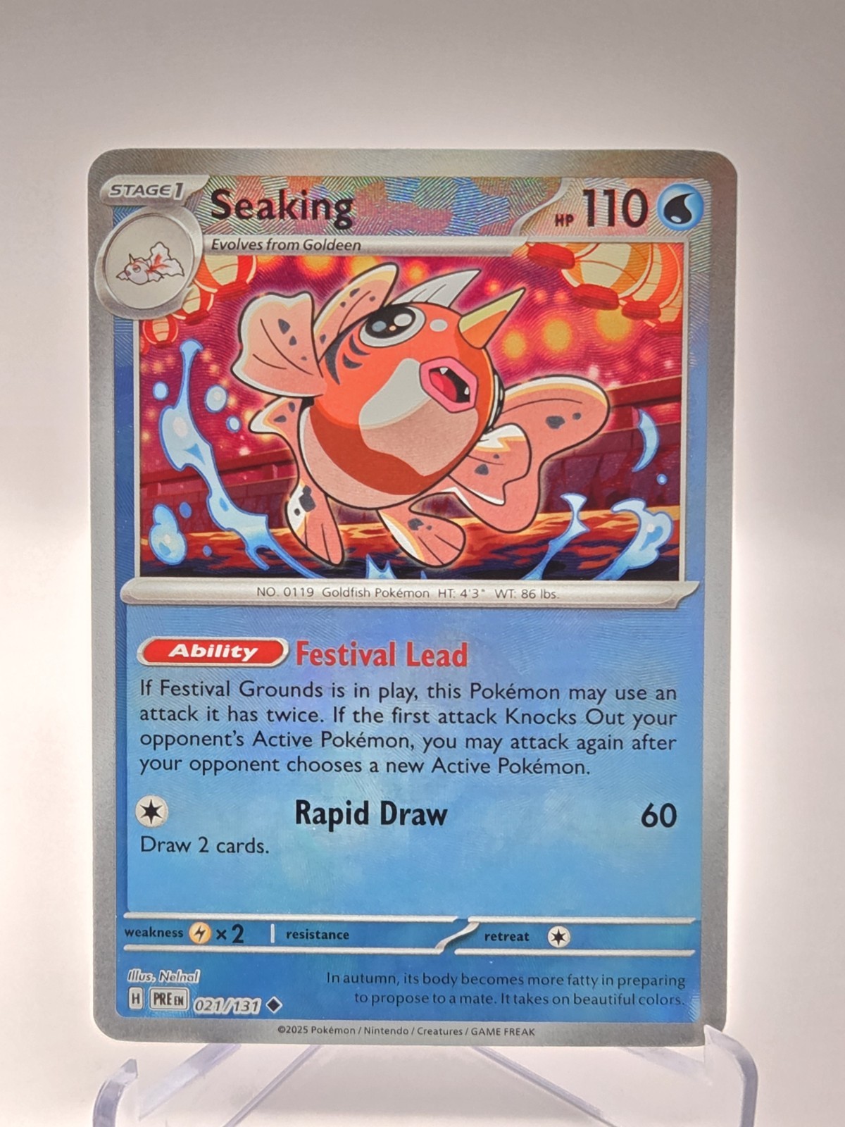 Seaking 021/131 – Poké Ball Reverse Holo – Prismatic Evolutions (PRE) – NM