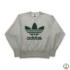 Vintage 90s Adidas Originals Sweatshirt Men Small Gray Trefoil 3 Stripe Pullover
