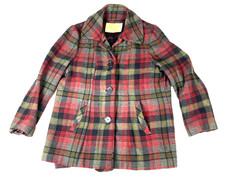 Vintage 50's Pendleton Tartan 100 Virgin Wool Walking Coat Women s M Red Plaid