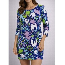 Lilly Pulitzer Floral Shift Dress Womens Medium 3/4 Sleeve