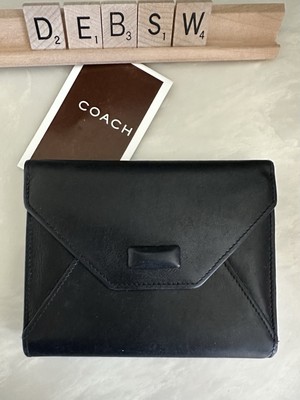 COACH VINTAGE BLACK TRIFOLD LEATHER WALLET WITH COIN POCKET | eBay