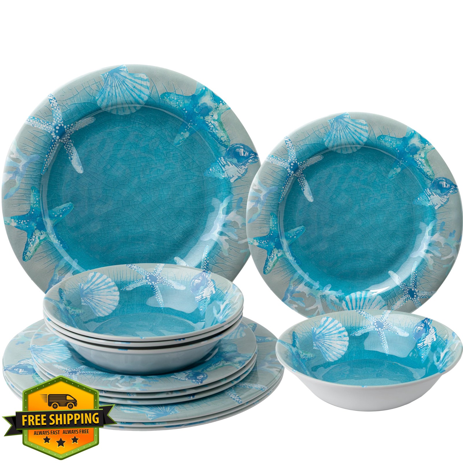 Coastal Plates Bowls Unbreakable Camper
