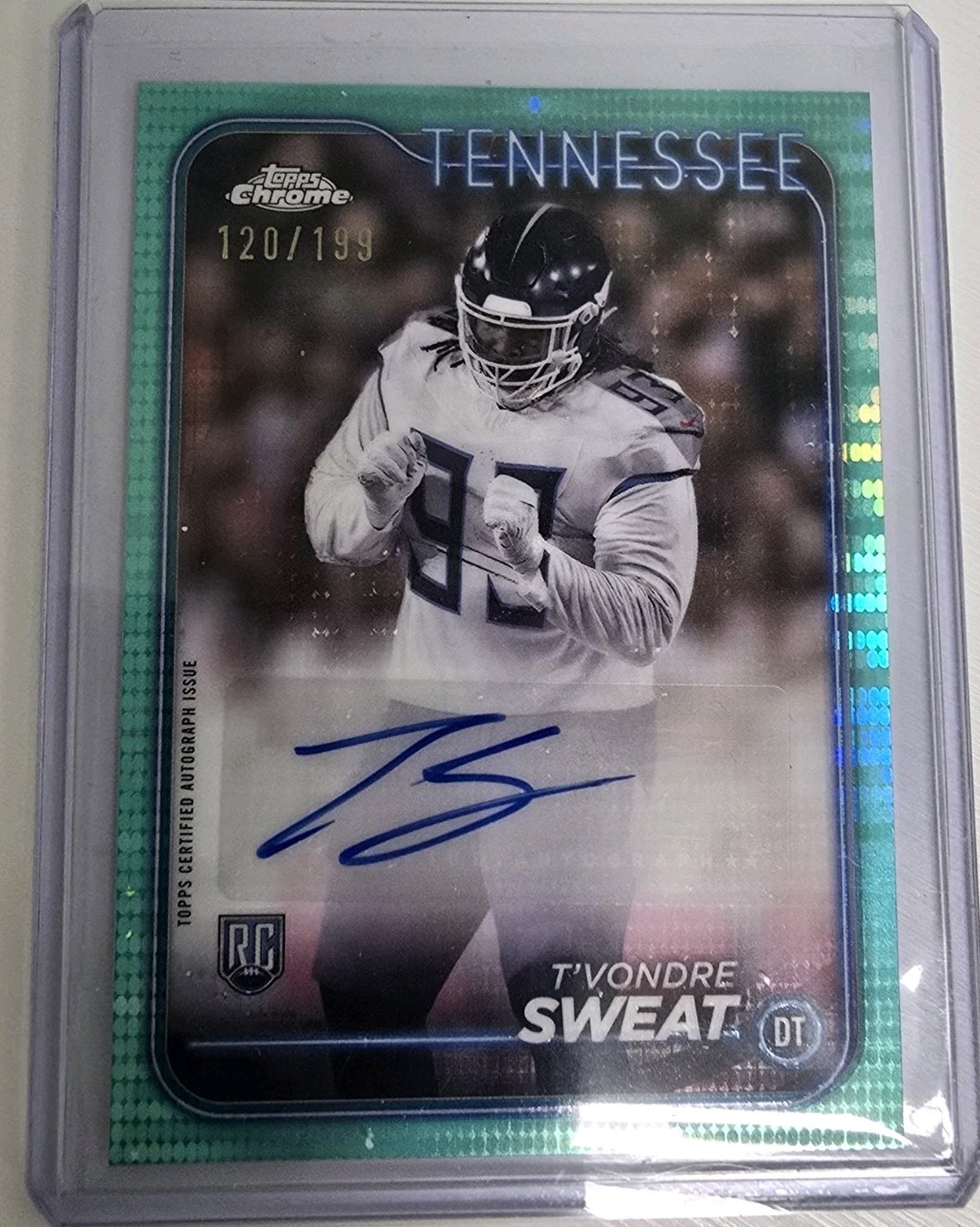 2024 Topps Chrome Aqua Sonar Refractor Auto #RA-TSW T’vondre Sweat # /199 Rookie