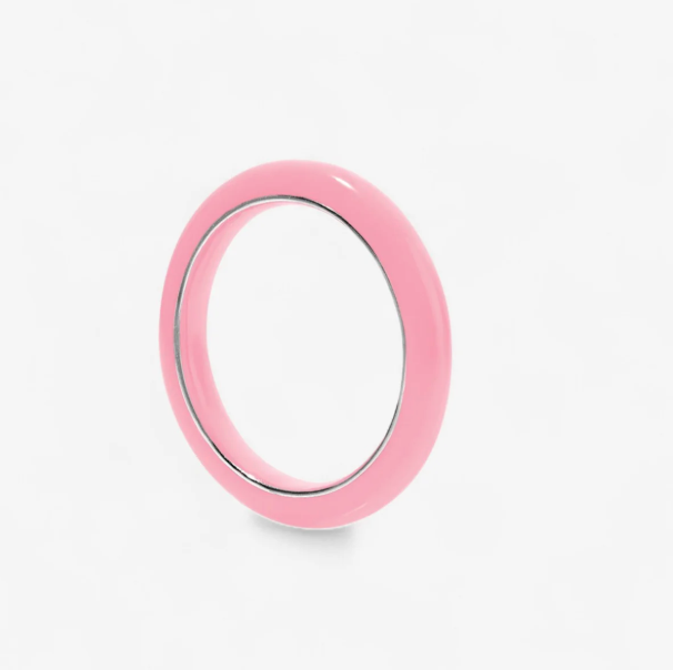 Stephanie Gottlieb Poppy Enamel Stack Ring - size 6 - pink - $328