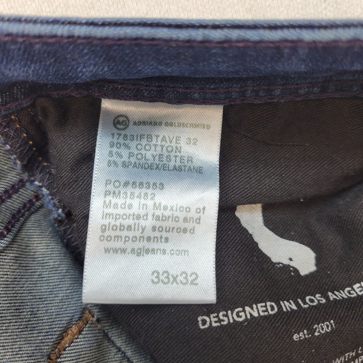 AG Adriano Goldschmied Tellis Jeans Mens 33x32 Blue Slim Modern Stretch Denim View 6