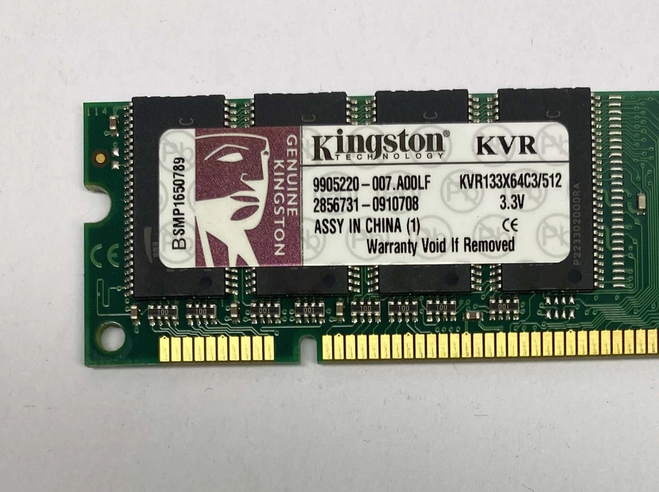 512MB Kingston KVR133X64C3/512 PC133 133MHz 168-Pin Non-ECC Computer Memory - Image 2 of 4