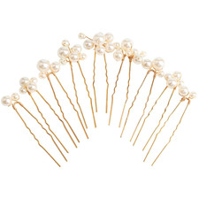 U Shaped Pearl Wedding Hair Pins for Bridal Women, Set of 9 Gold 